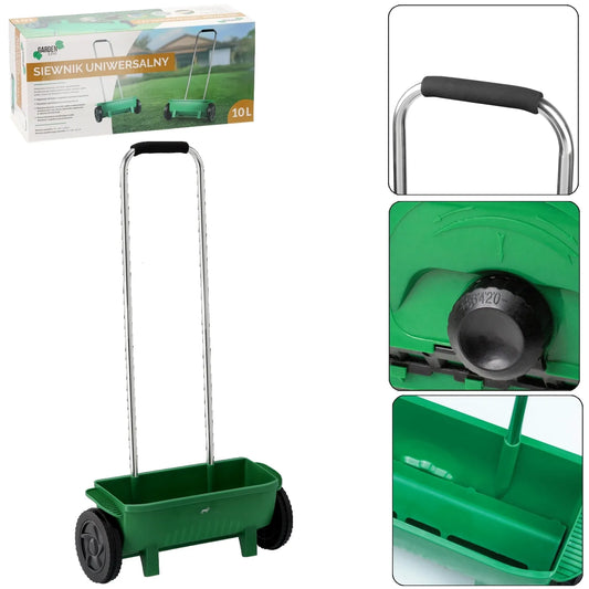 Distribuitor manual de semințe și îngrășăminte cu roți, 10L