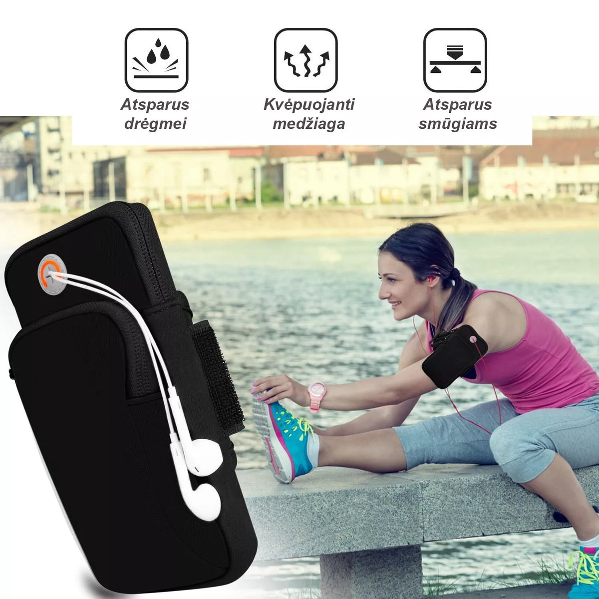 Portofel pentru braț - husă de telefon pentru sport - Roz