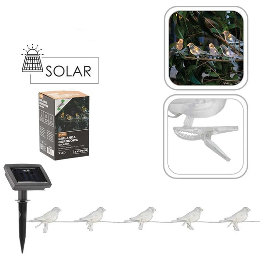 Ghirlandă solară pentru grădină „Păsări”, 3,2 m