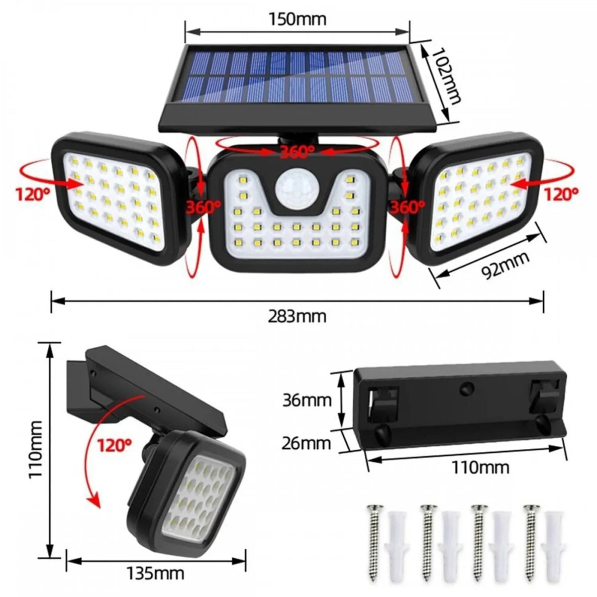 Lampă LED cu senzor de mișcare, reîncărcabilă cu energie solară