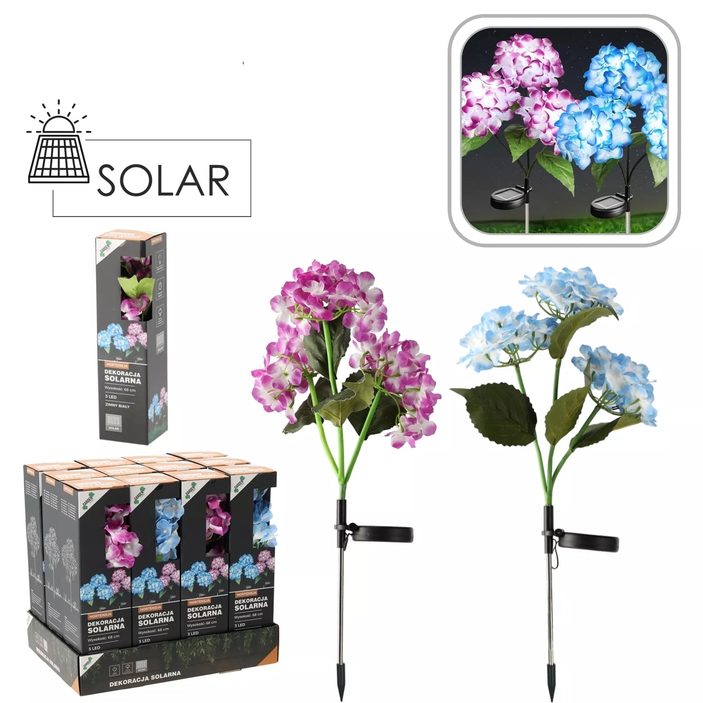 Lampă decorativă LED alimentată cu energie solară „Hortenzija”, 68 cm