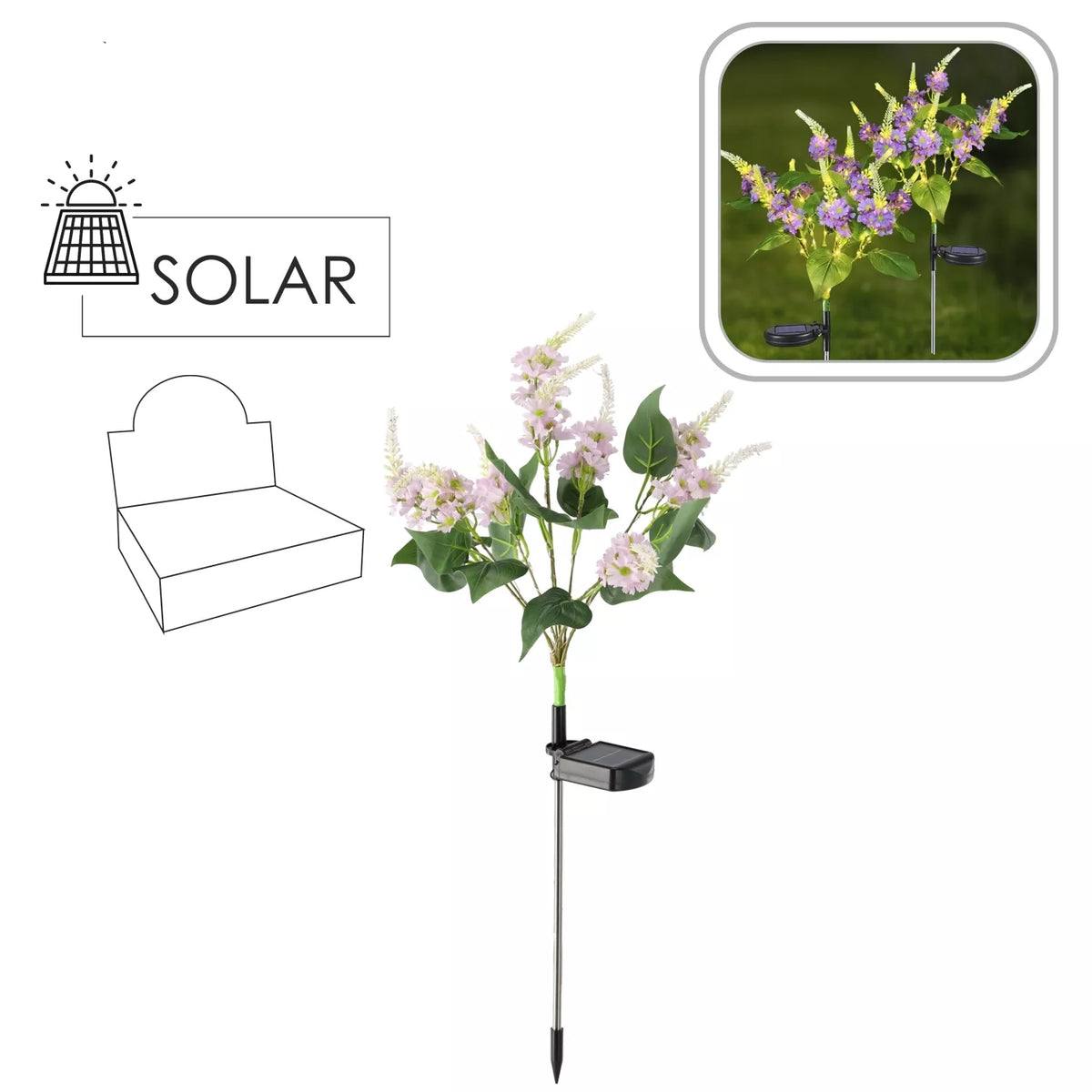 Lampă decorativă LED „Pentinius” alimentată cu energie solară, 68 cm