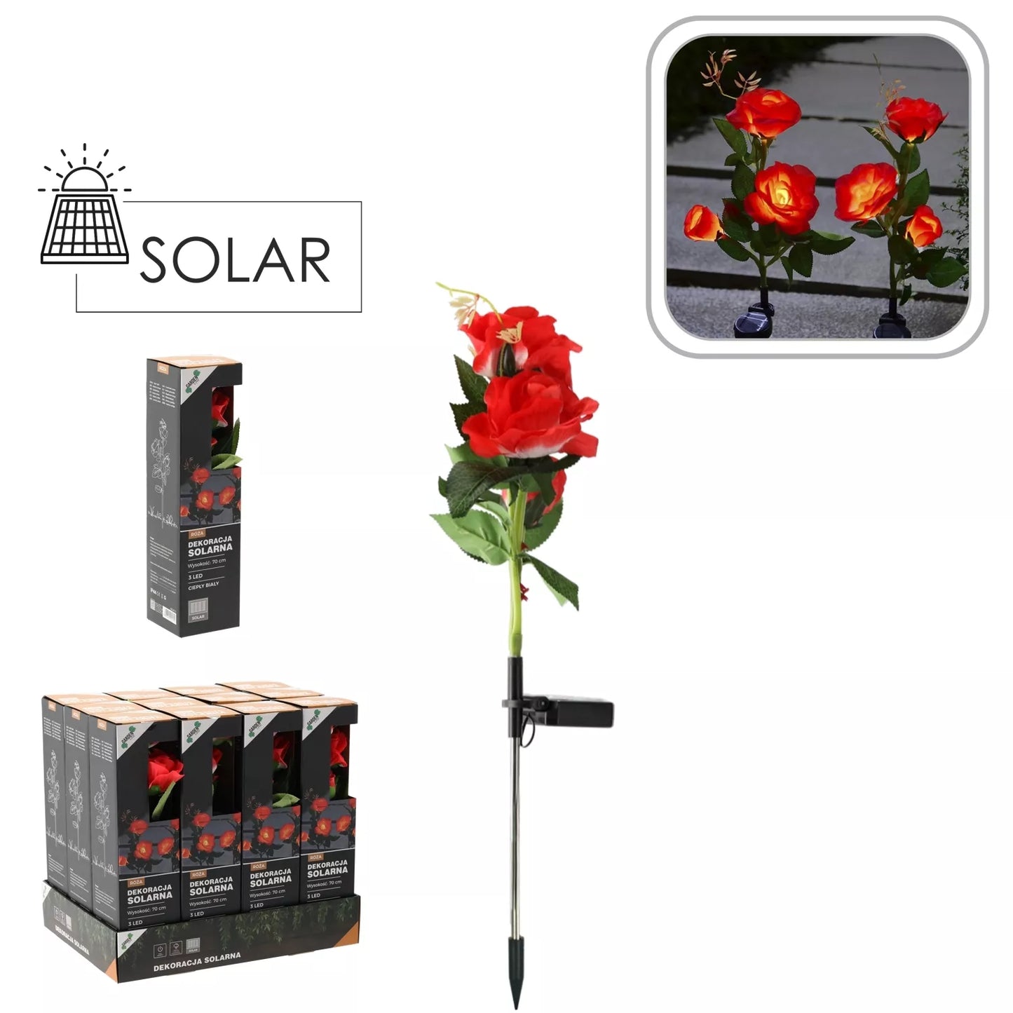 Lampă LED decorativă cu alimentare solară „Roza”, 70 cm