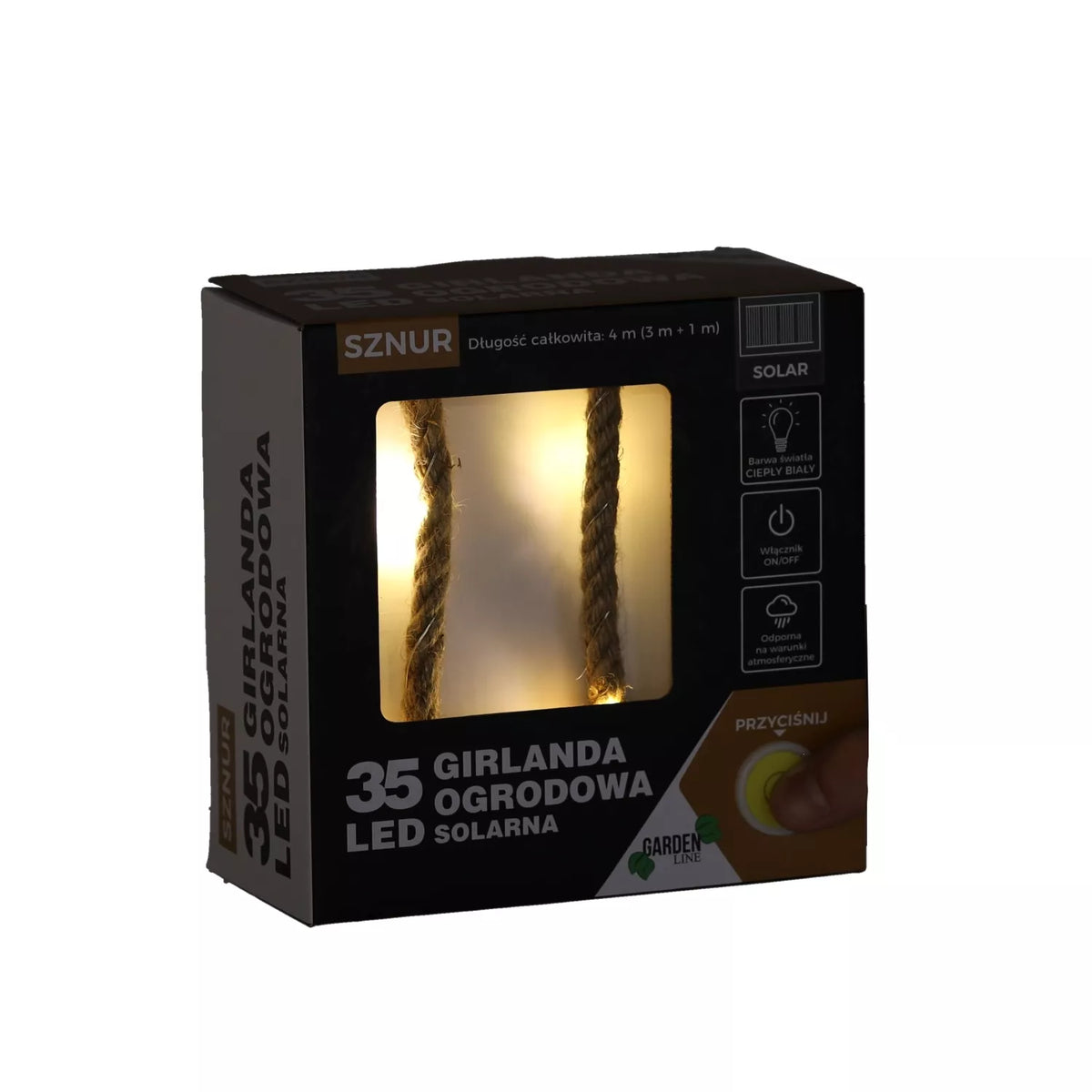 Ghirlandă LED alimentată cu energie solară, 35 LED-uri, 4 m, alb cald