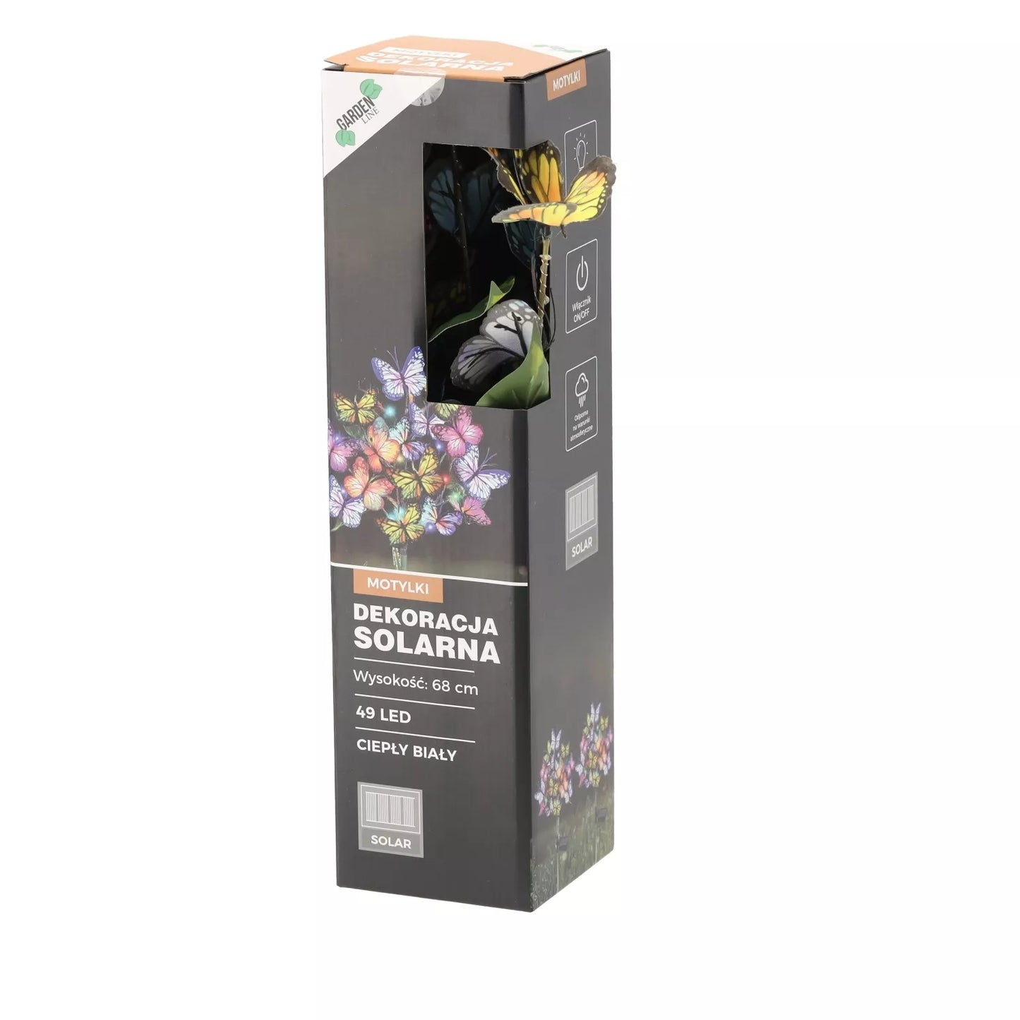 Decorațiune de grădină alimentată cu energie solară cu fluturi LED, 68 cm
