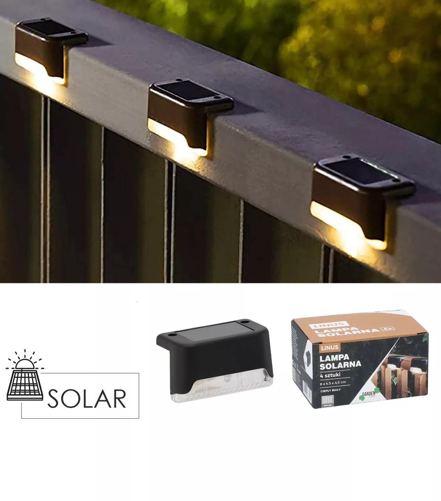 Set de lămpi solare „Linus” – 4 buc., LED, lumină albă caldă