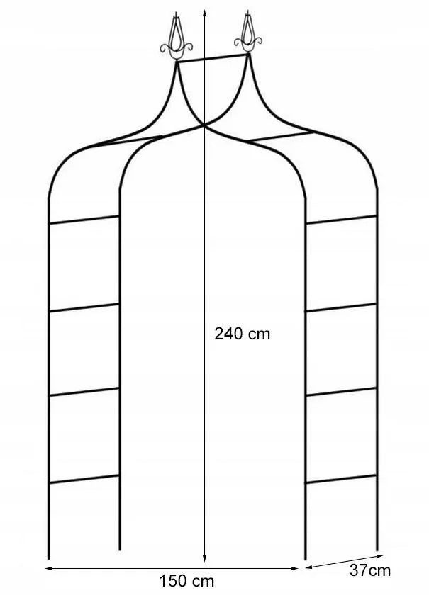 Pergolă de grădină pentru plante 150 × 37 × 240 cm, metalică, neagră