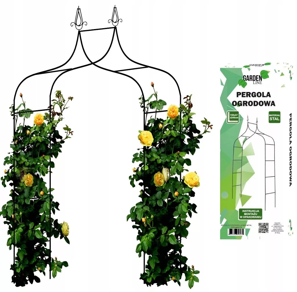 Pergolă de grădină pentru plante 150 × 37 × 240 cm, metalică, neagră