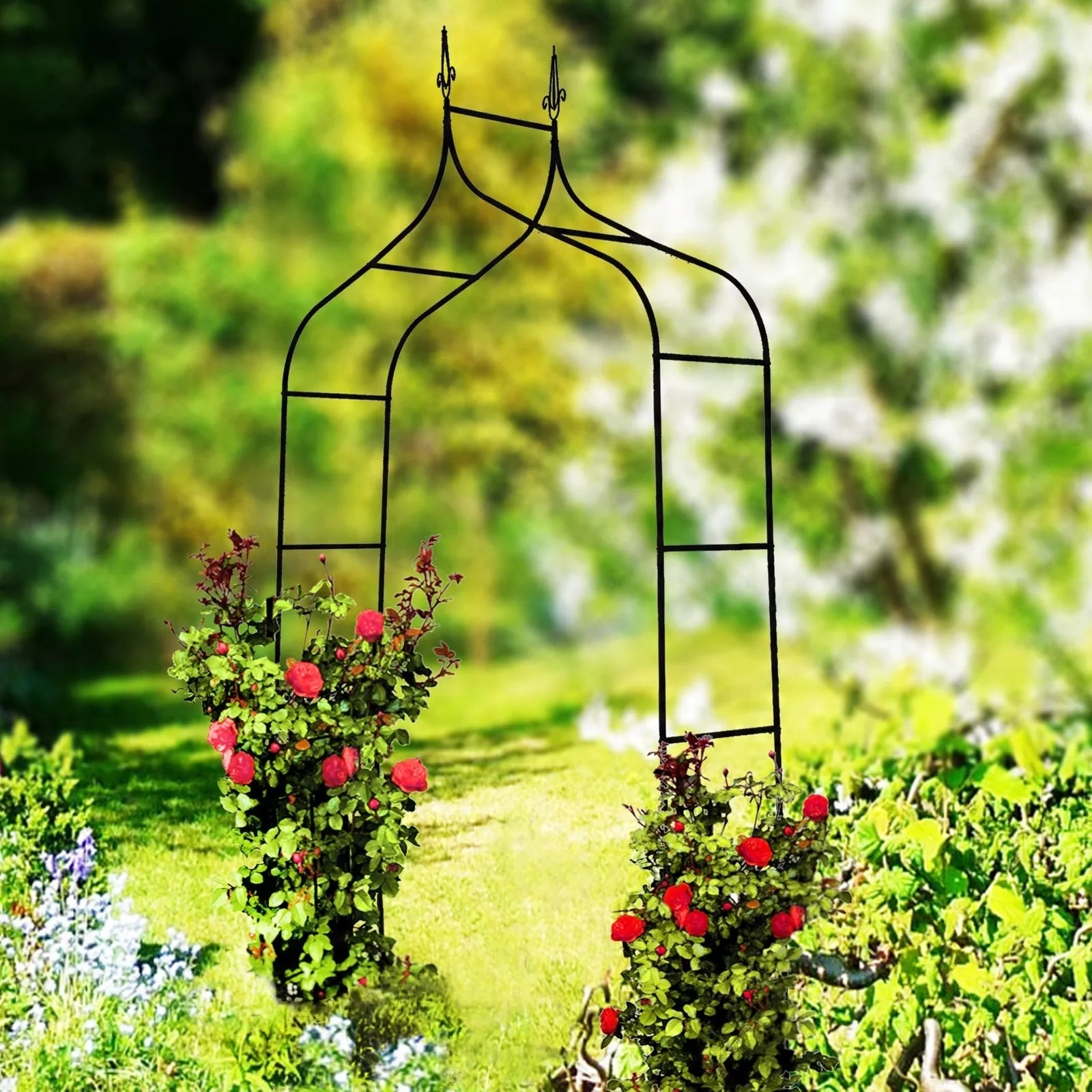 Pergolă de grădină pentru plante 150 × 37 × 240 cm, metalică, neagră
