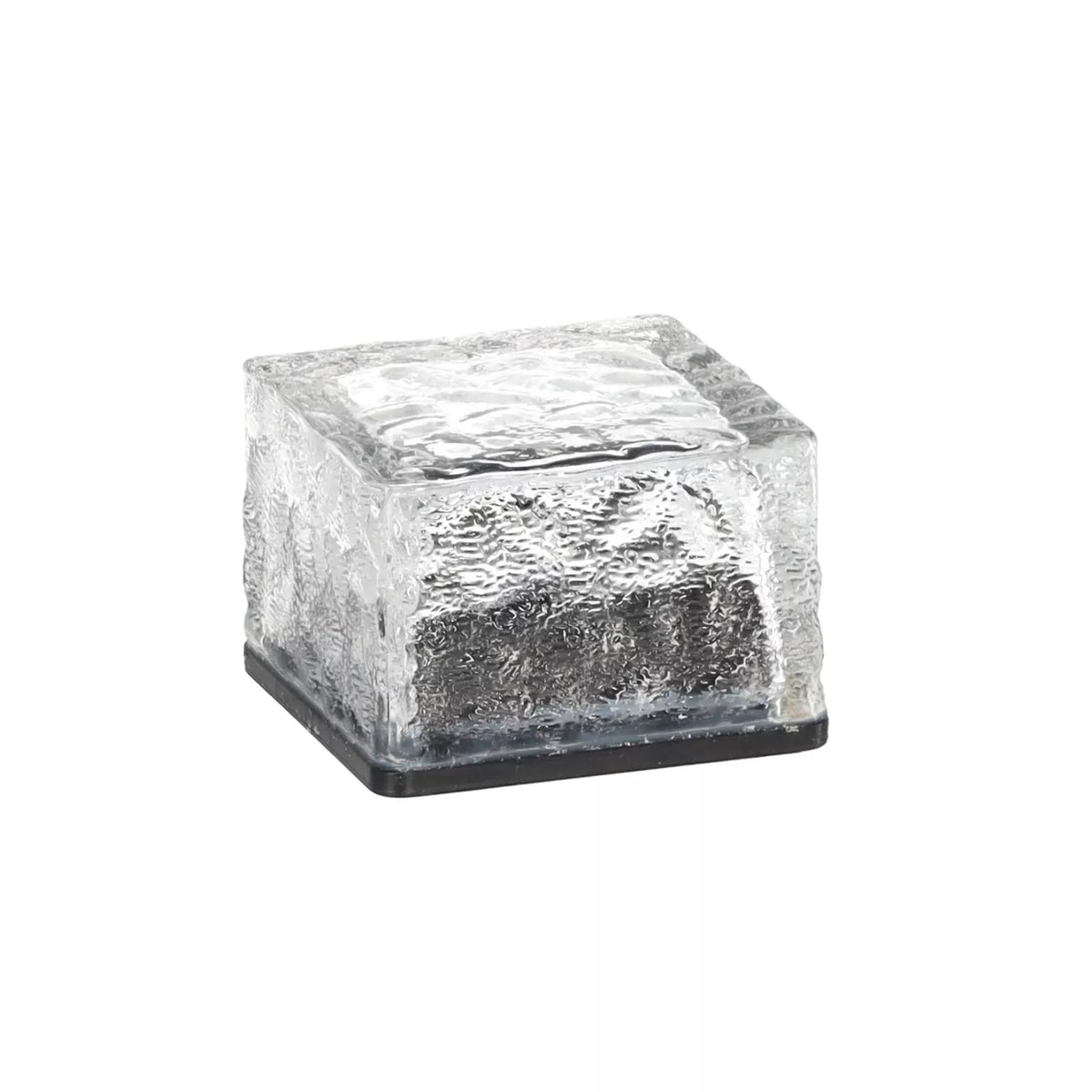 Lampă solară din sticlă – cub 7 × 7 × 5 cm, LED alb rece