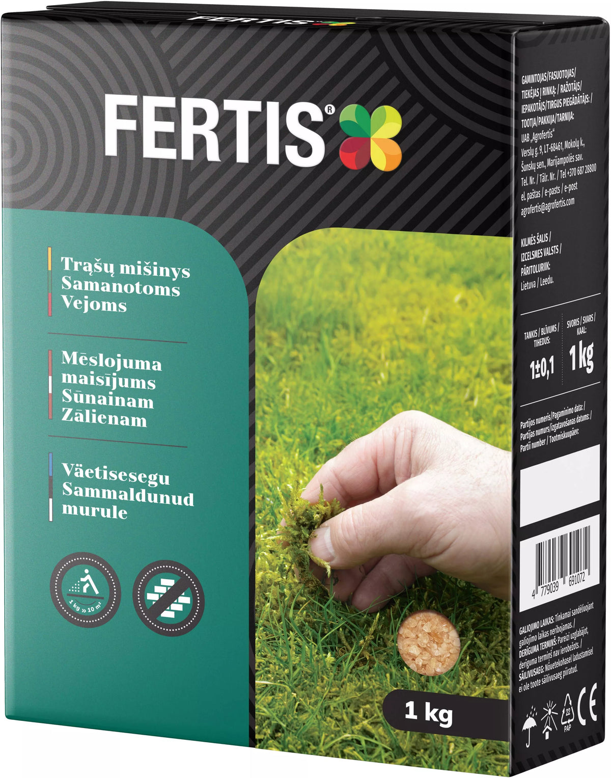 Amestec de îngrășăminte pentru gazon cu mușchi FERTIS, 1kg