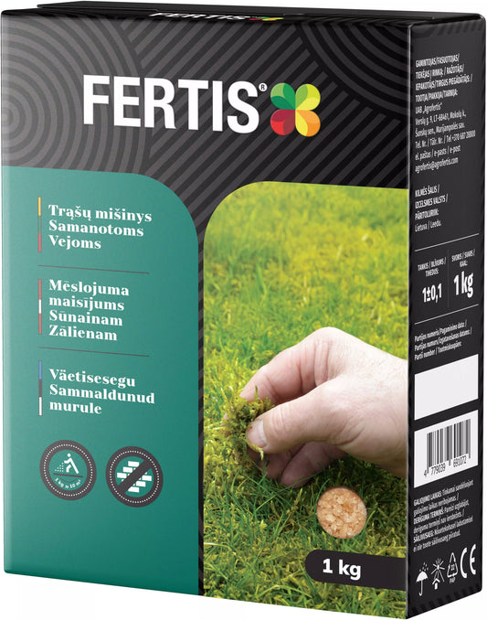 Amestec de îngrășăminte pentru gazon cu mușchi FERTIS, 1kg
