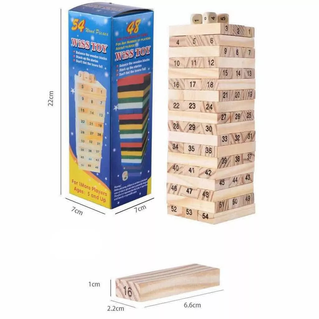 Joc turn prăbușitor Wiss Toy, 54 buc.